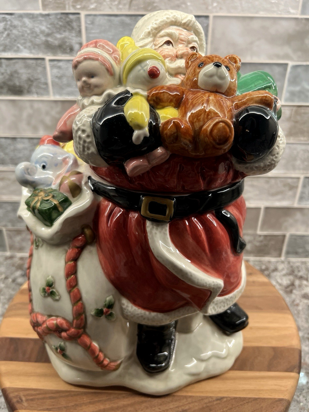 1988 Fitz and Floyd Old World Santa Ceramic Hand Painted Cookie Jar MINT Vintage